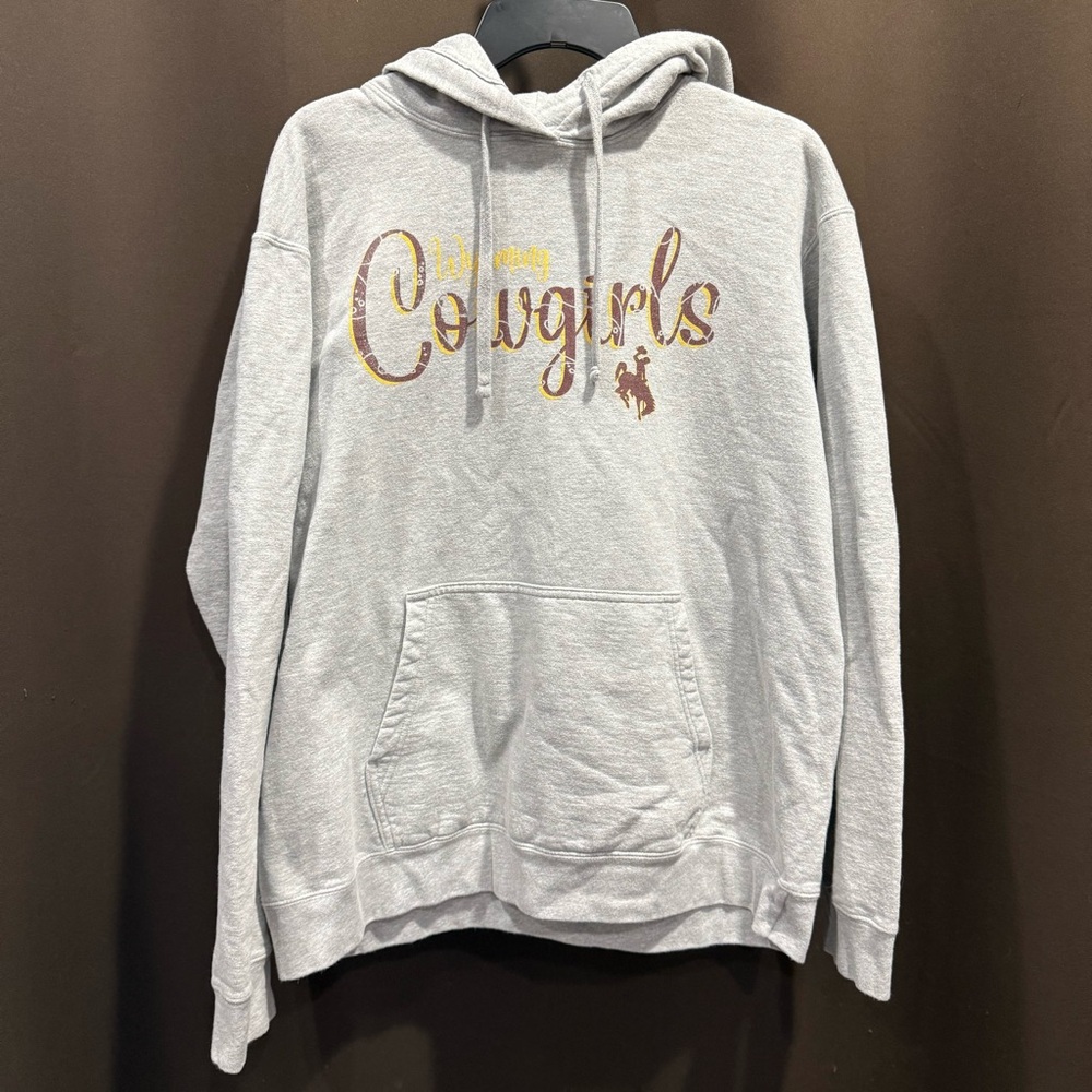 Port and Company Gray Wyoming Cowgirls Graphic Hoodie Size L